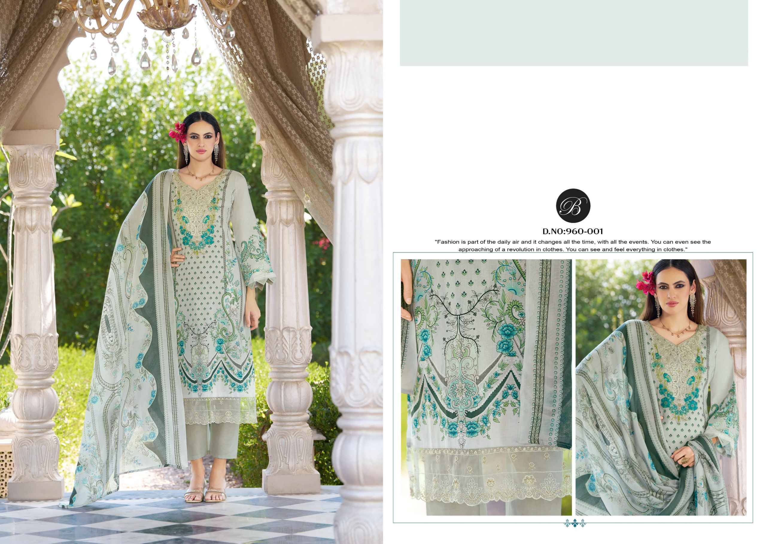 SAFIYA VOL 2 960 Series By BelliZa Pakistani Stylish Beautiful Colourful Printed & Embroidered Party Wear & Occasional Wear Pure cotton Dresses At Wholesale Price